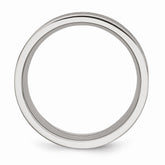 Stainless Steel Brushed Wedding Band with Engravable Black Rubber Accent